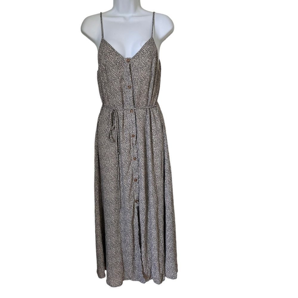 Sienna Sky Floral Tan Black Maxi Dress adj straps sz M